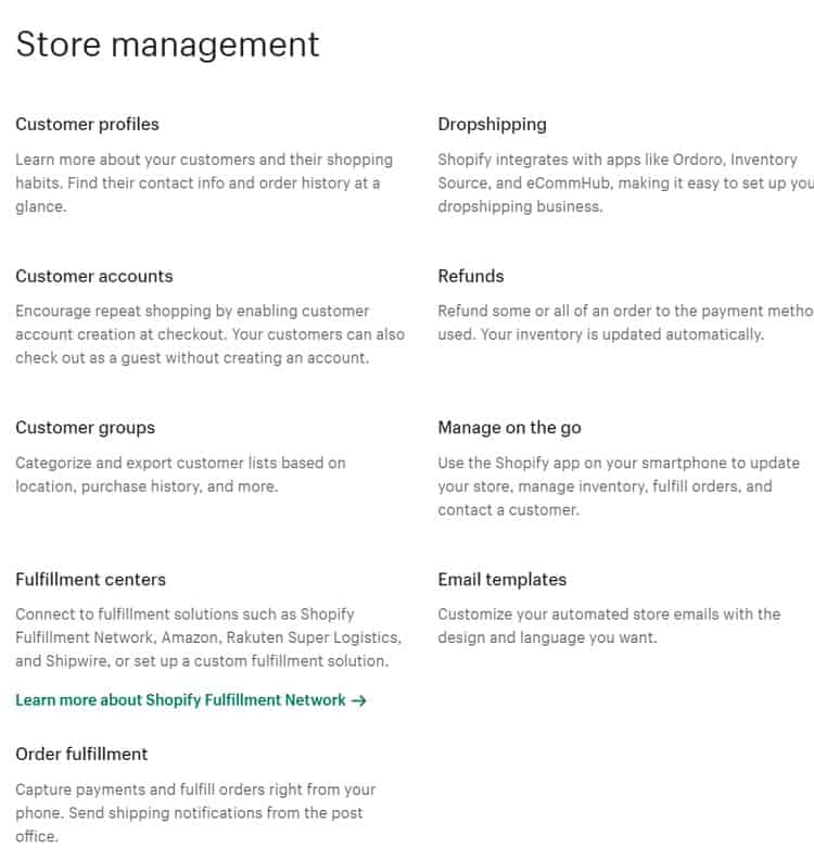 Shopify store page management