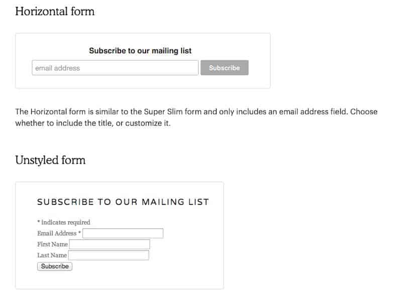 Sign-up form Mailchimp 