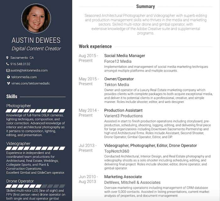 social media proficiency resume