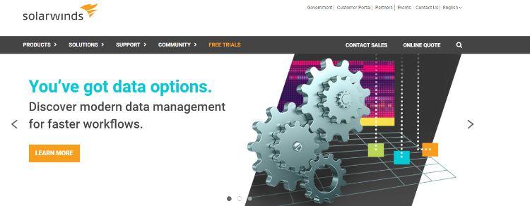 solarwinds homepage