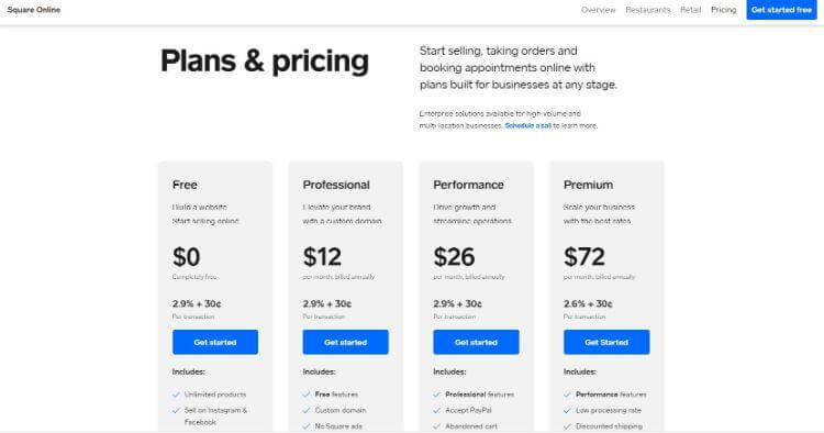 square pricing