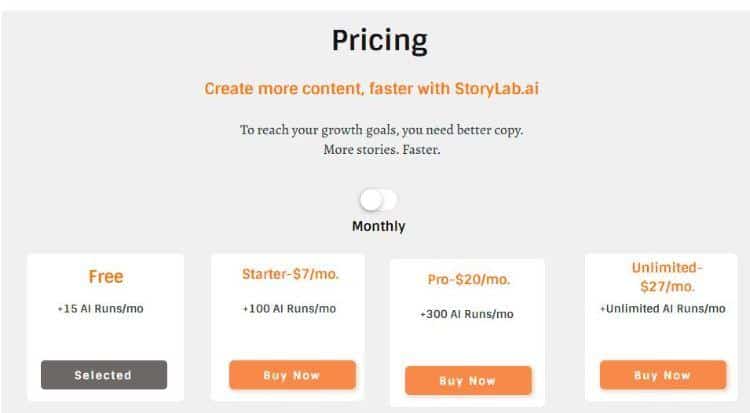 storylab pricing