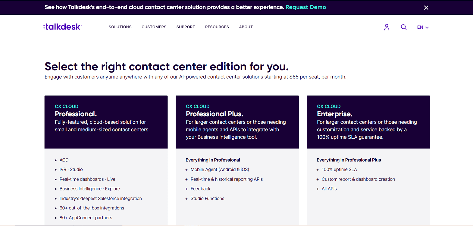 Talkdesk Pricing Page