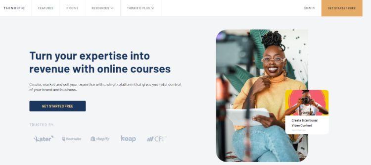 Thinkific homepage