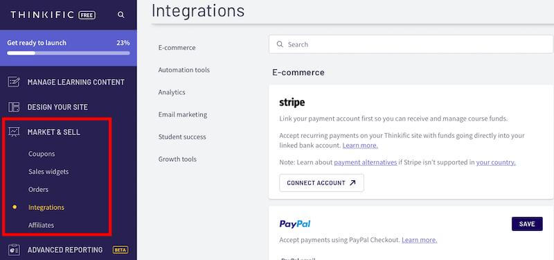 Thinkific: Integrations