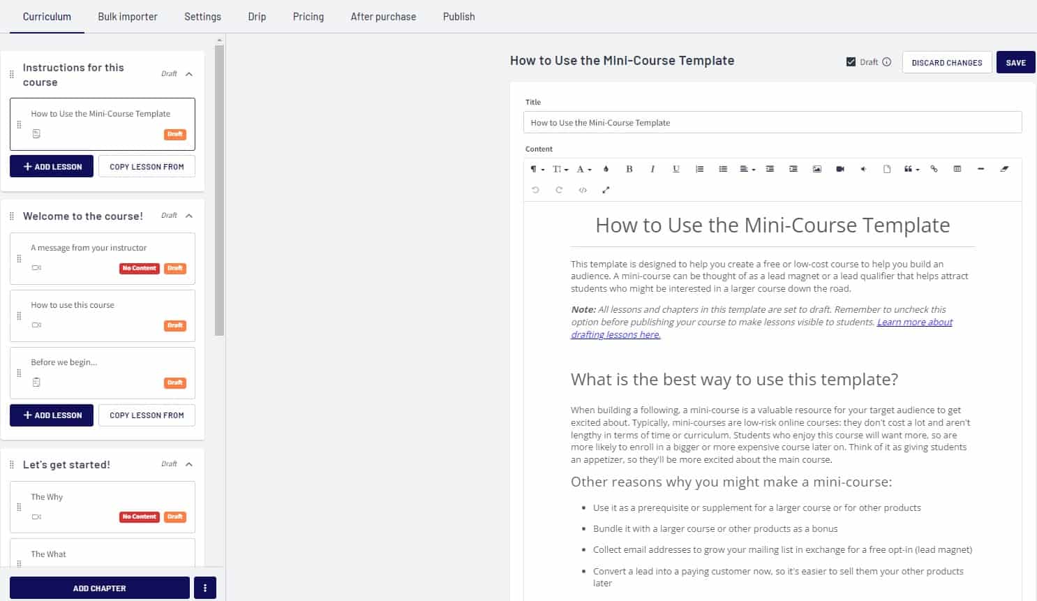 Thinkific mini course template