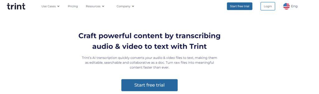 trint homepage