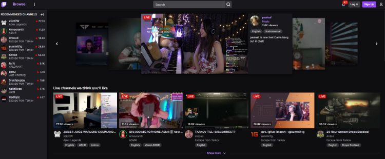 twitch homepage