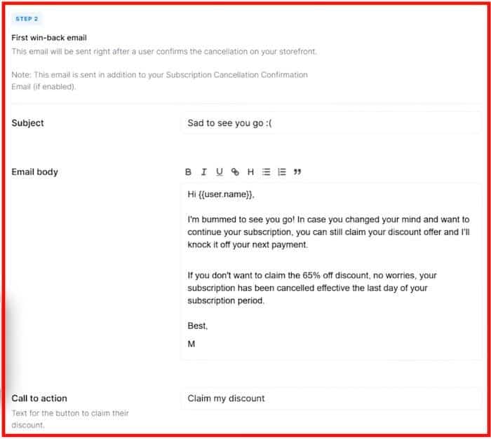 Uscreen automated win-back email