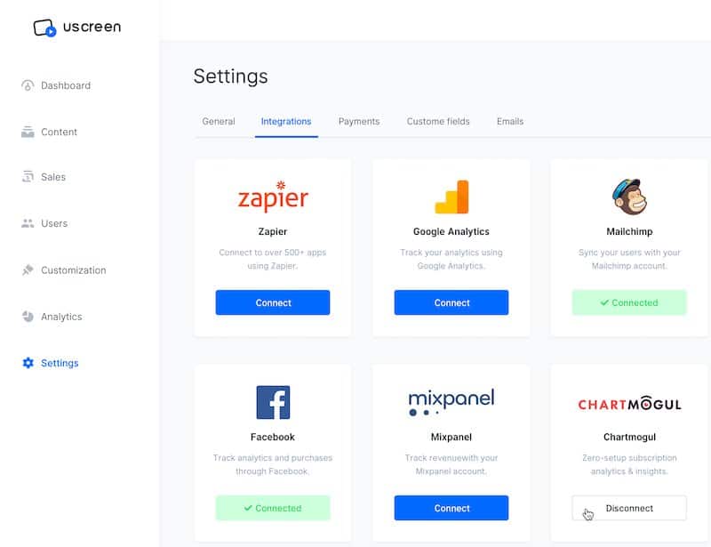 Uscreen integrations