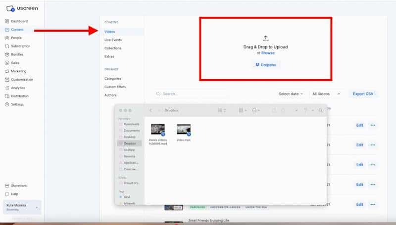 Uscreen video upload