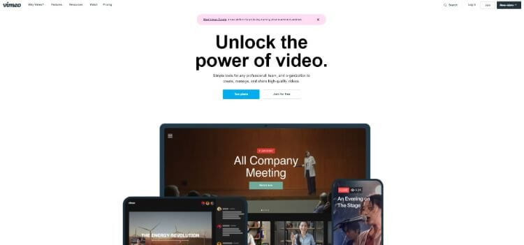 vimeo homepage