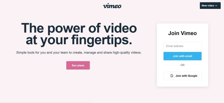 Vimeo Home Page