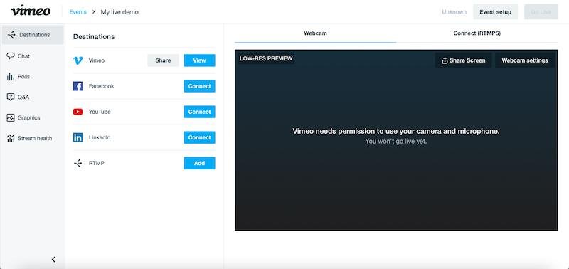 Vimeo live streaming