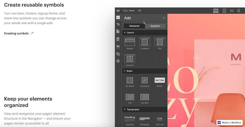 Webflow features