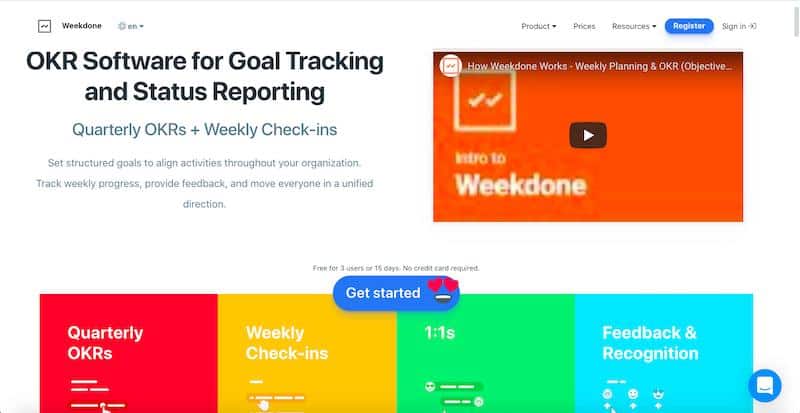 Weekdone Best OKR Software