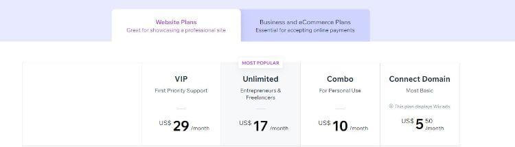 wix pricing