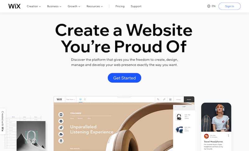 Wix: website building platform