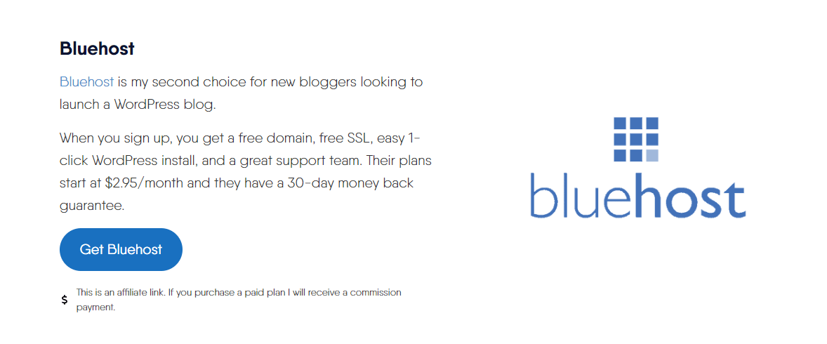 bluehost on resource page