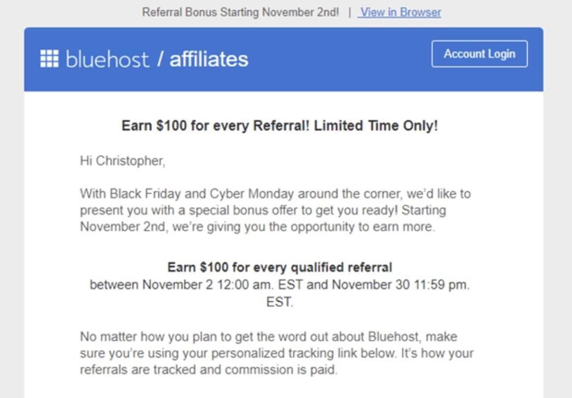 bluehost email promotion