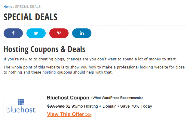 bluehost special deals