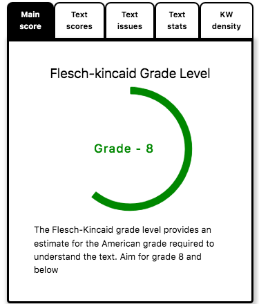 Surfer SEO grade level example