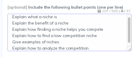 Neuron Writer buletpints