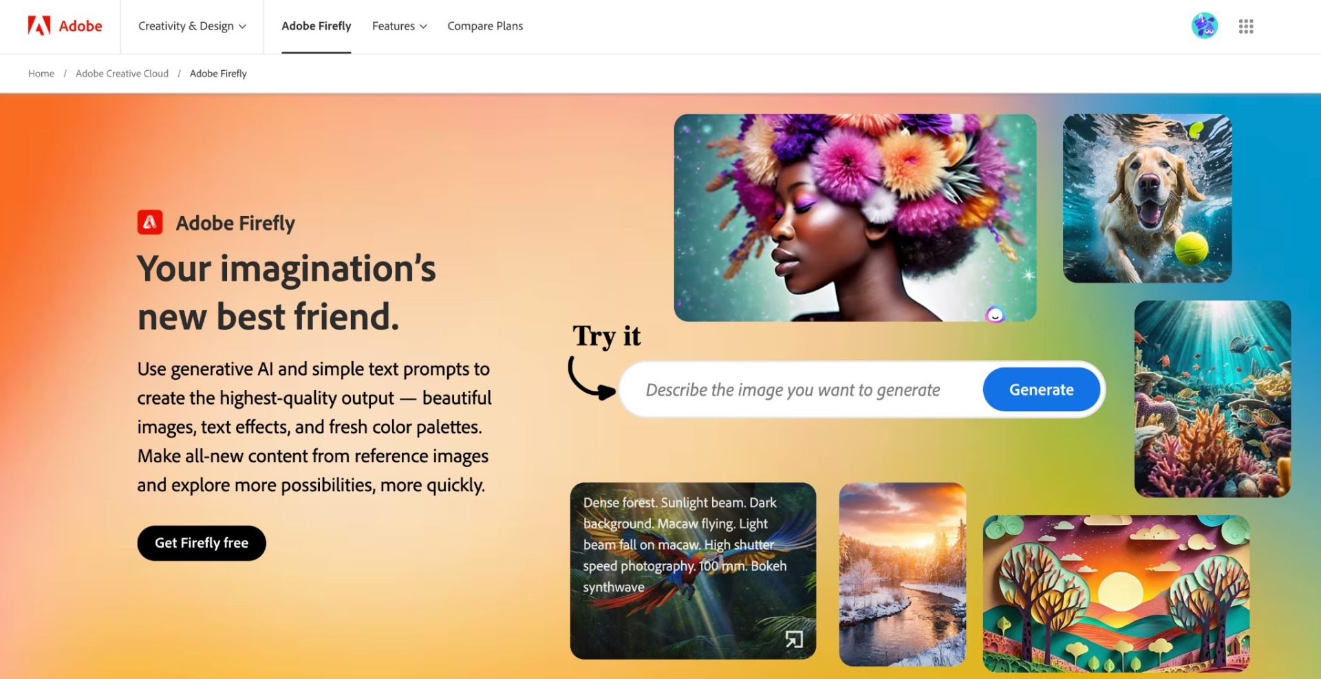 adobe firefly homepage