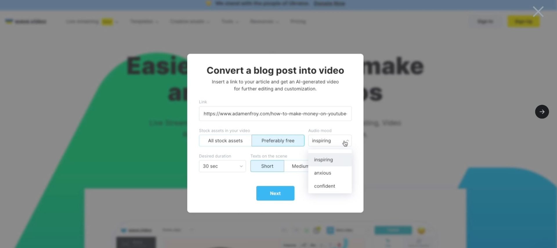 convert blog post into video