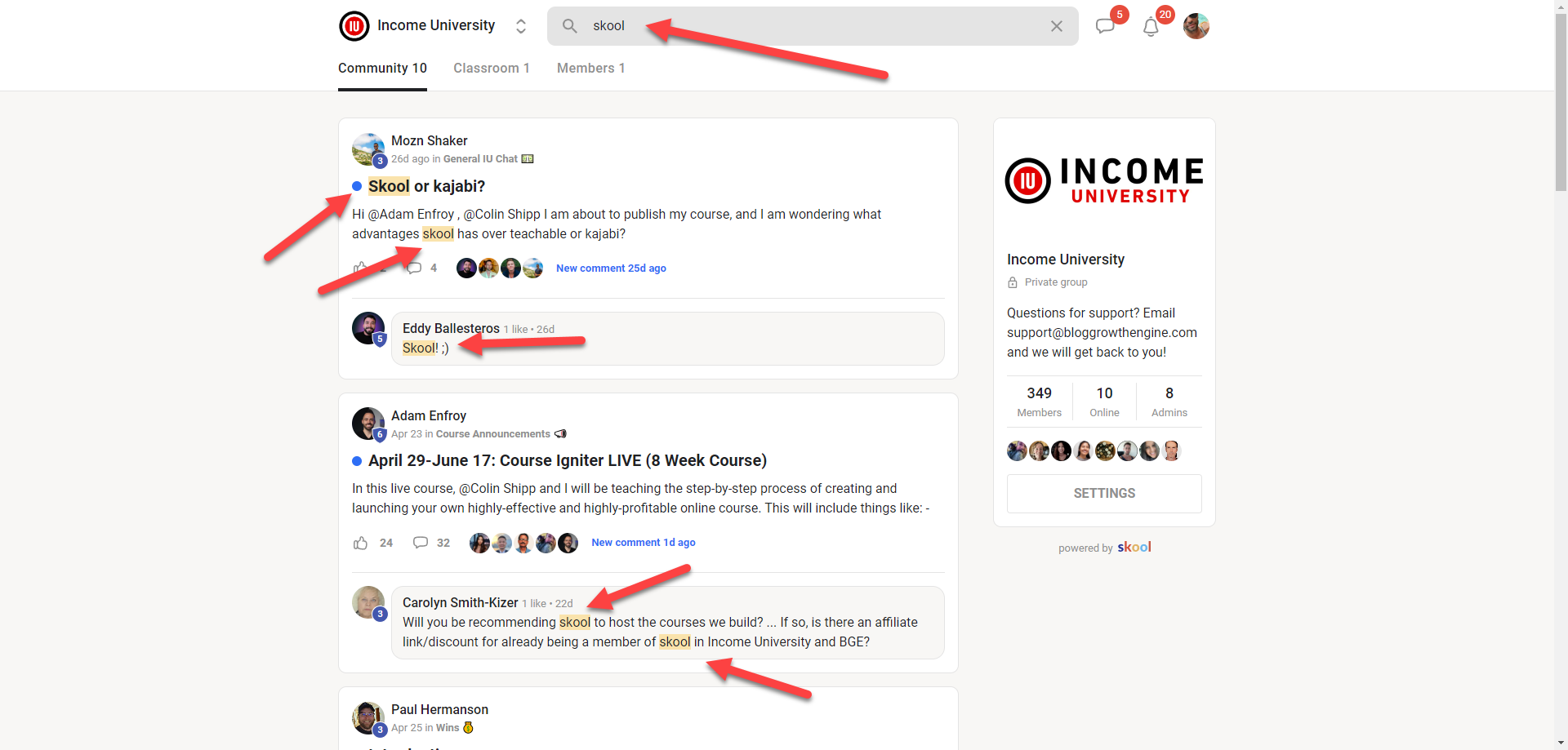 search features