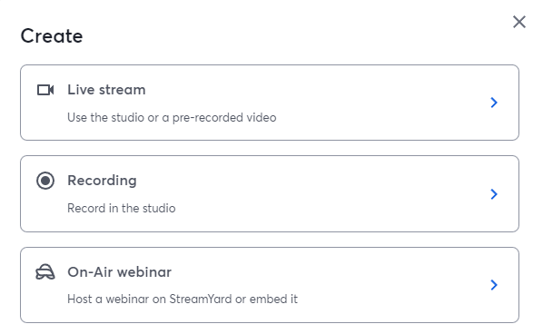 streamyard create