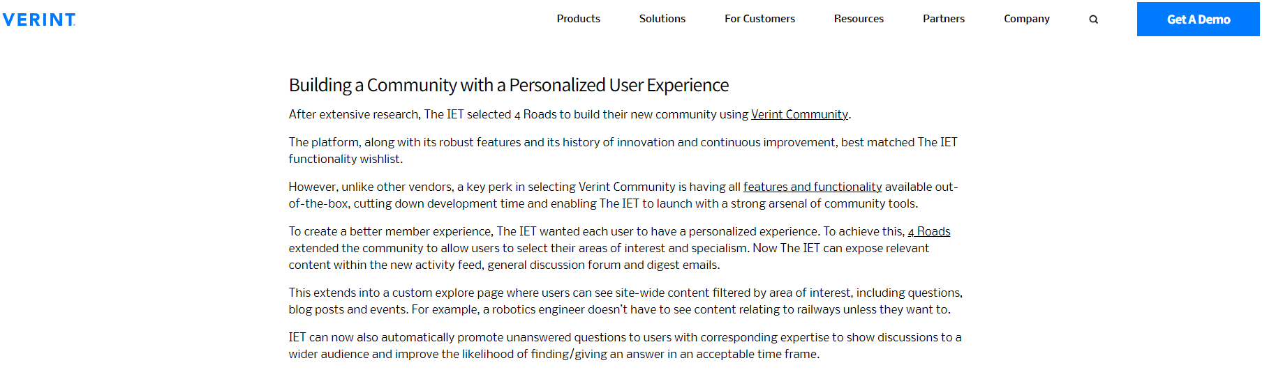 personalized experience