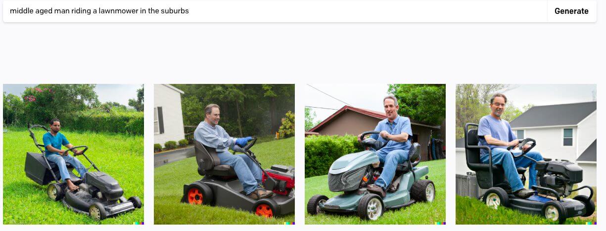 man riding lawnmower