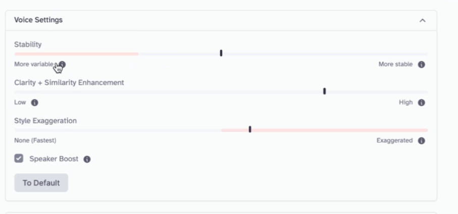 Elevenlabs voice settings