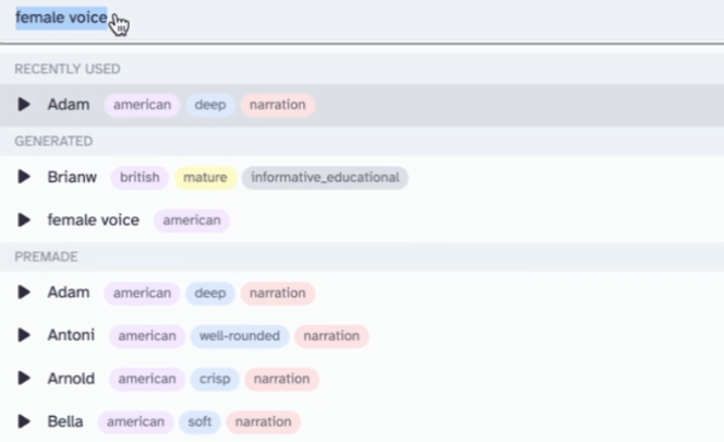 Elevenlabs voice characters