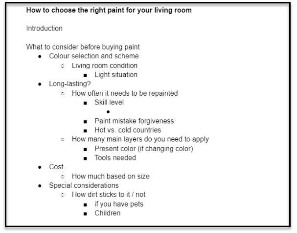 creating a manual outline