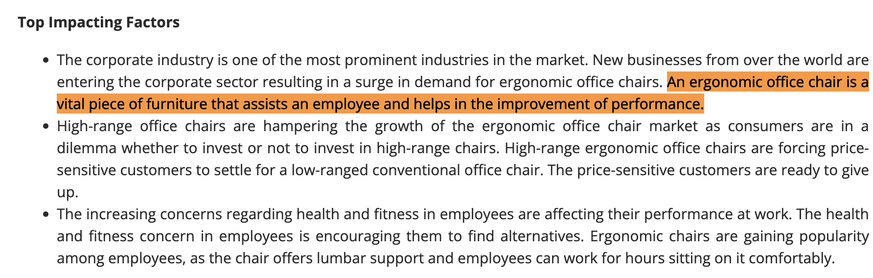 ergonomic chairs strengths