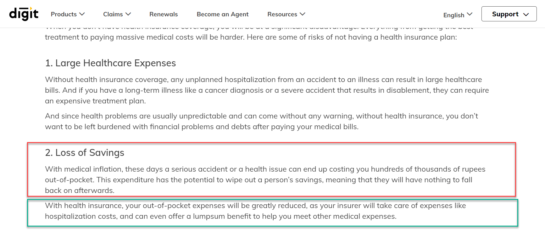 risks of not having health insurance