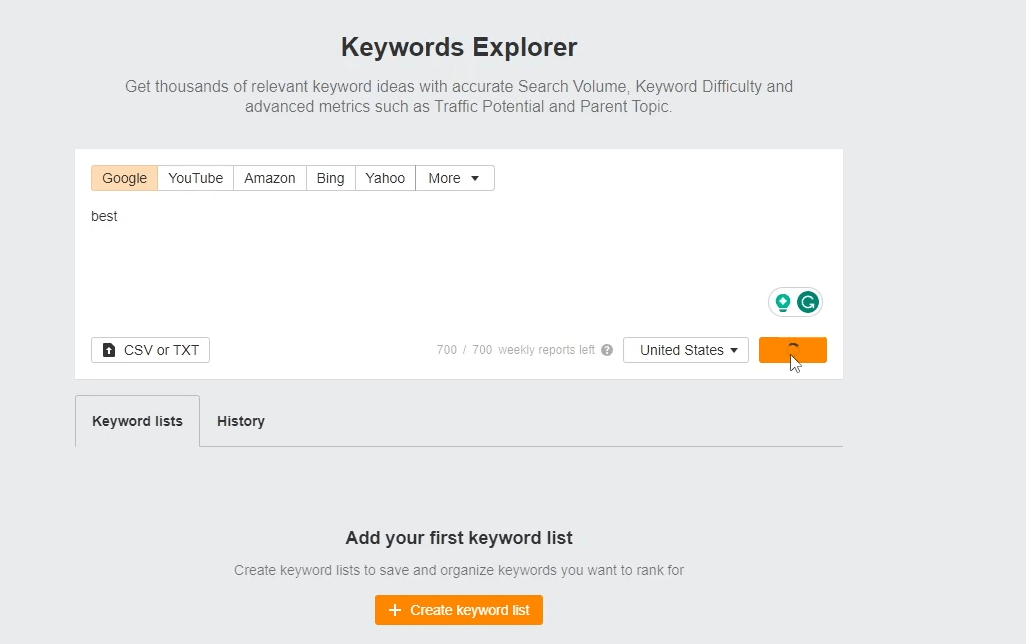 Ahrefs keyword explorer