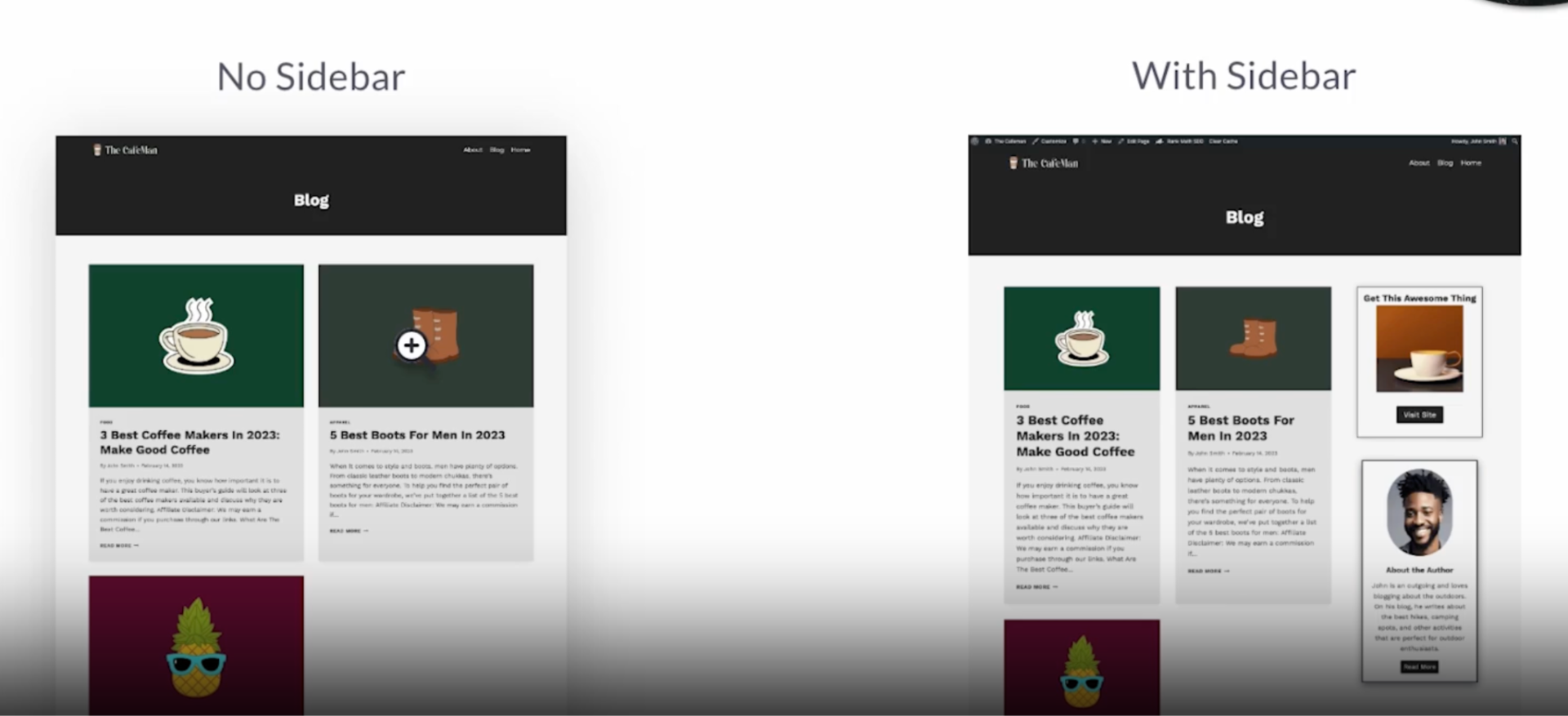 sidebar vs no sidebar