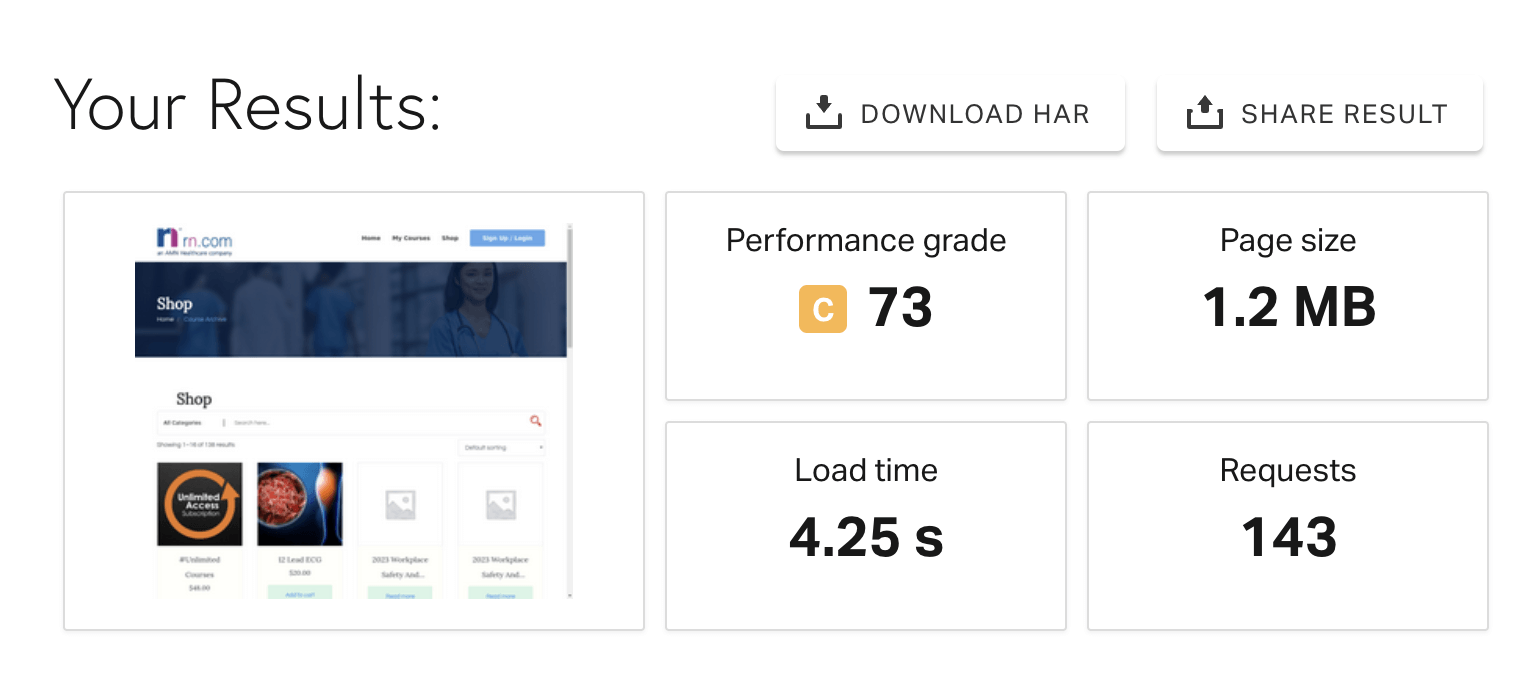 BlueHost speed results