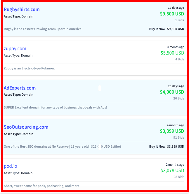 Domain Name Auctions