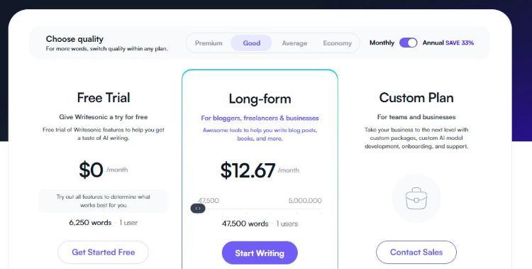 writesonic pricing