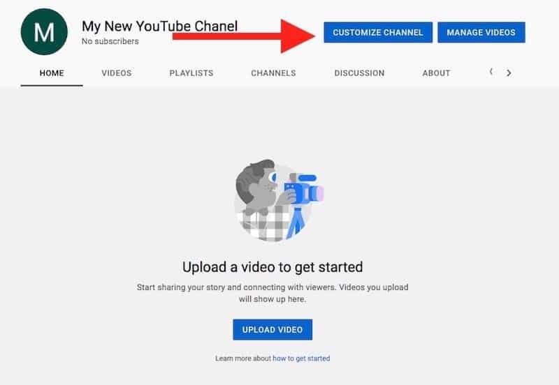 YouTube customize channel