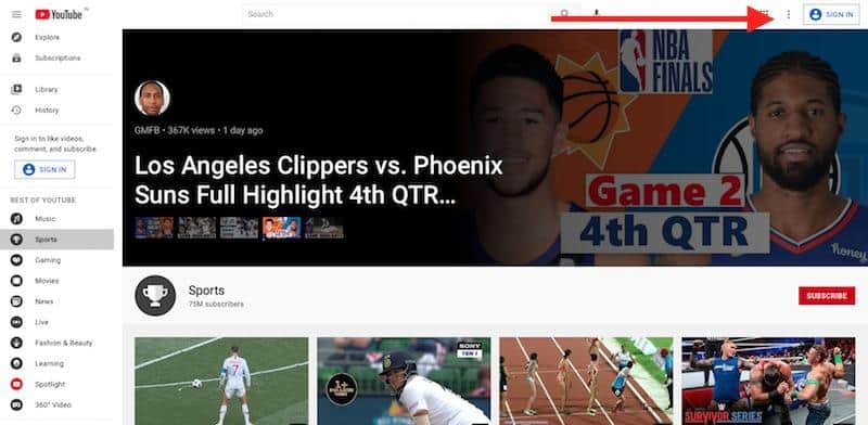 YouTube Google Sign In