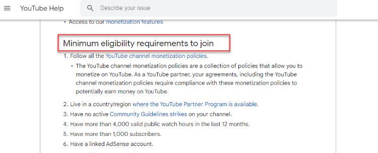 youtube partner program criteria