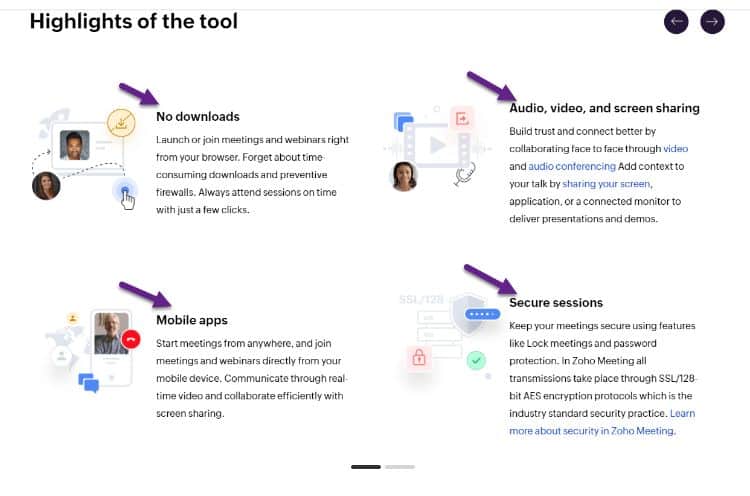 zoho meeting features